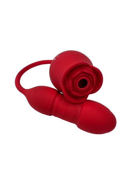 Rose clitoral suction vibrator with vibrating egg and flexible connector Secret Kiss.