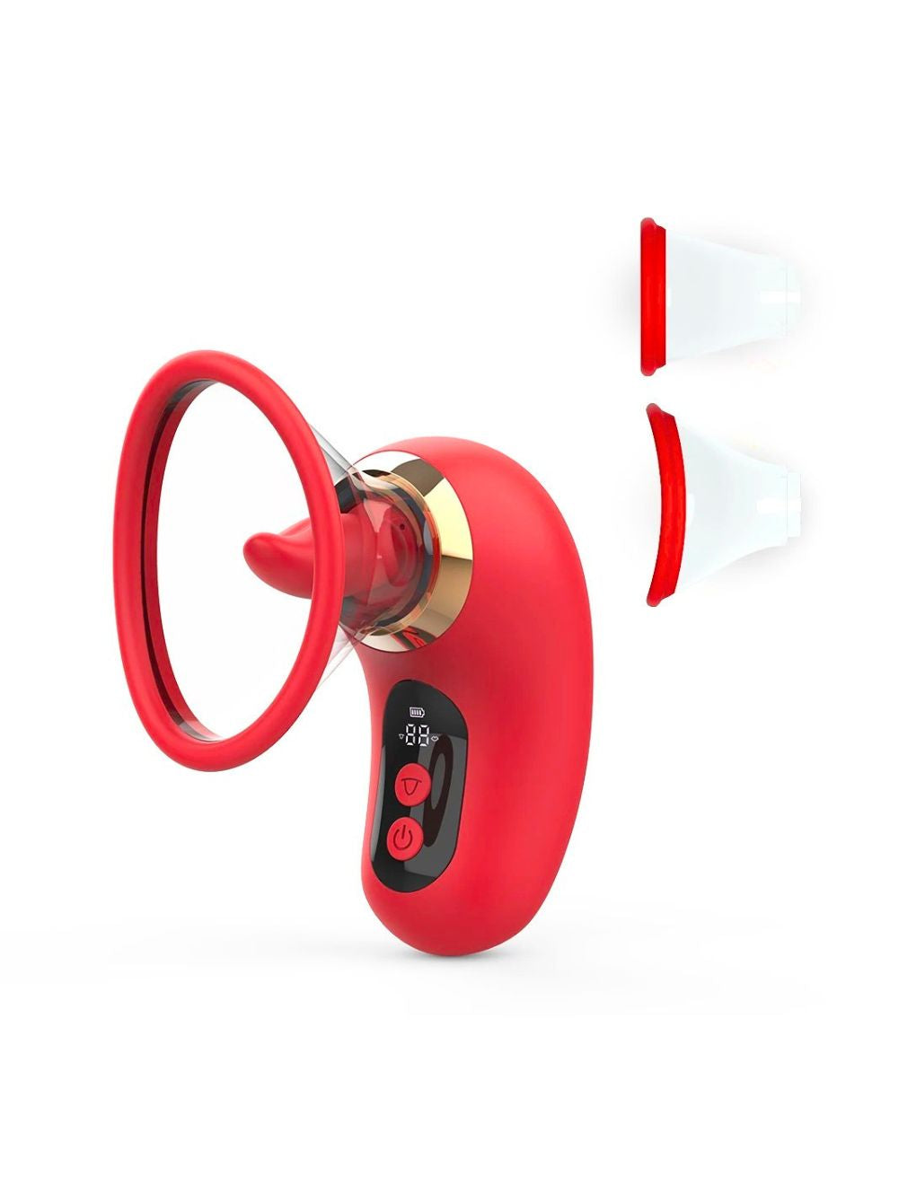 Dual stimulation suction and tongue vibrator with mobile app