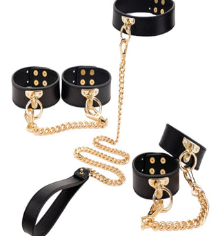 SM Bondage 8-Piece Set Secret Kiss – a luxurious BDSM kit with cuffs, collar, whip, and restraints designed for intimate exploration and control.