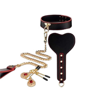 SM Bondage 8-Piece Set Secret Kiss – a luxurious BDSM kit with cuffs, collar, whip, and restraints designed for intimate exploration and control.