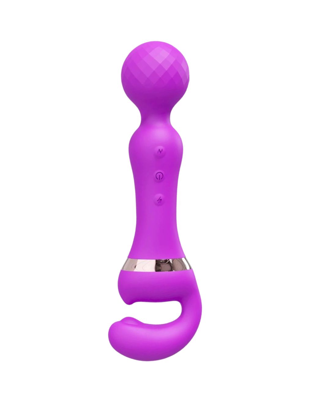 Dual stimulation vibrator with elegant soft-touch silicone finish
