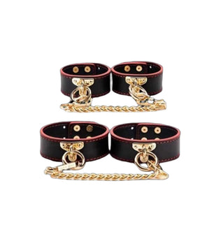 SM Bondage 8-Piece Set Secret Kiss – a luxurious BDSM kit with cuffs, collar, whip, and restraints designed for intimate exploration and control.