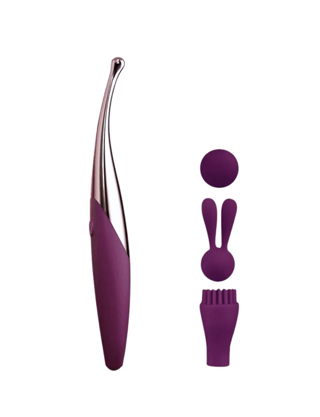Precision clitoral vibrator with slim tip and interchangeable heads
