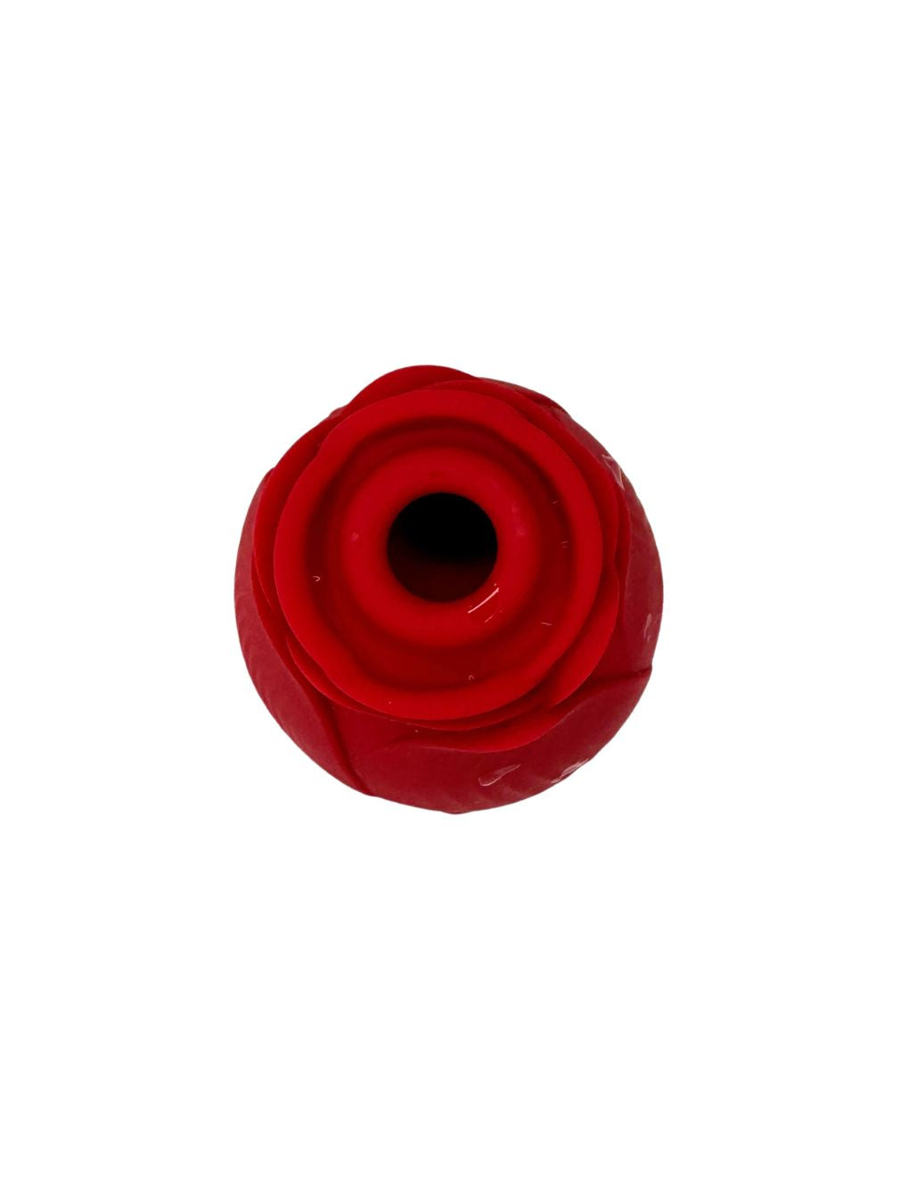 Close-up of rose-shaped suction vibrator for clitoral stimulation