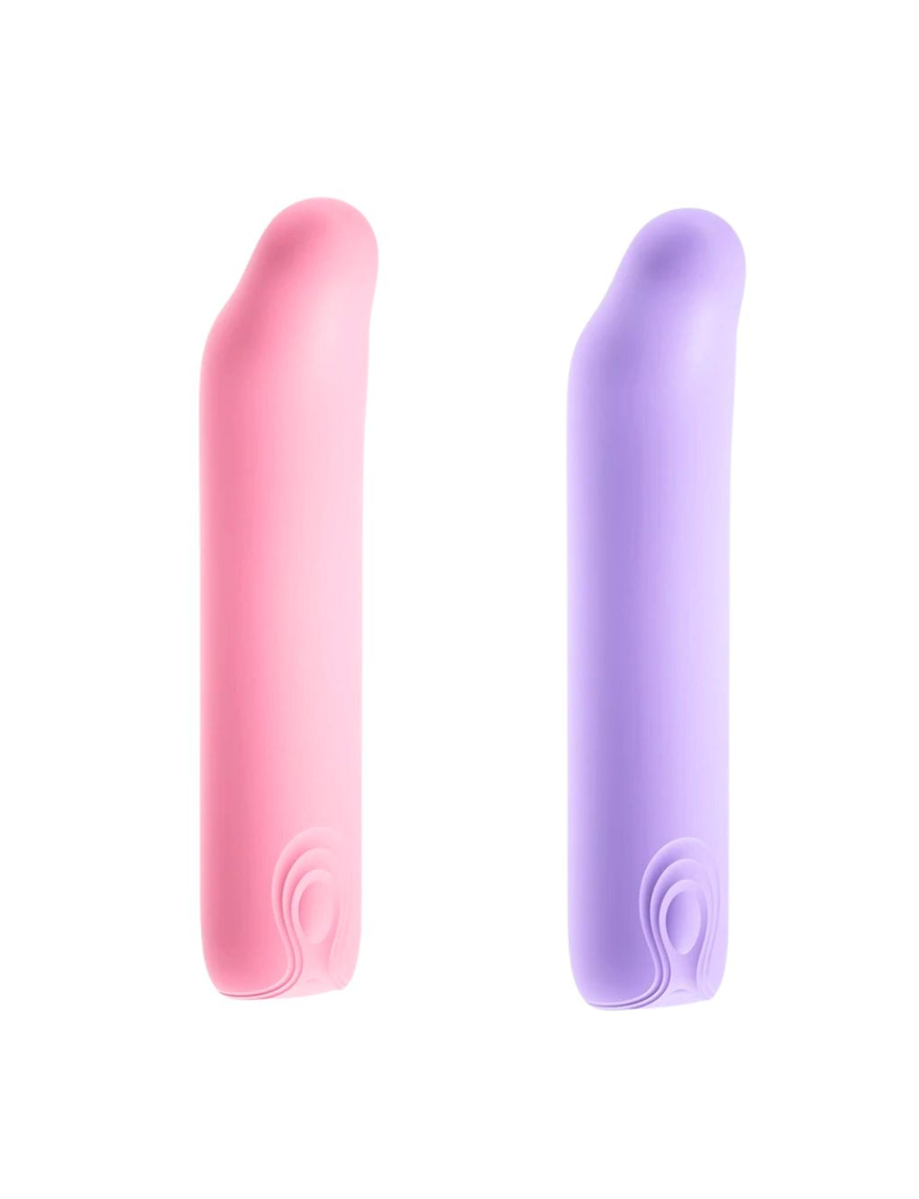 Slim bullet vibrator silicone design in pink and purple Secret Kiss.