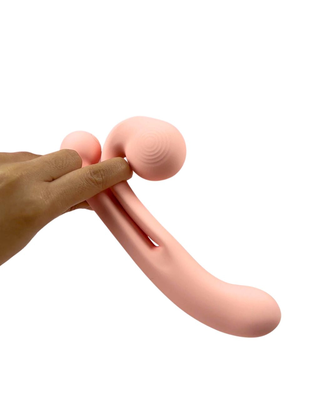 Waterproof curved G-spot vibrator with dual motors
