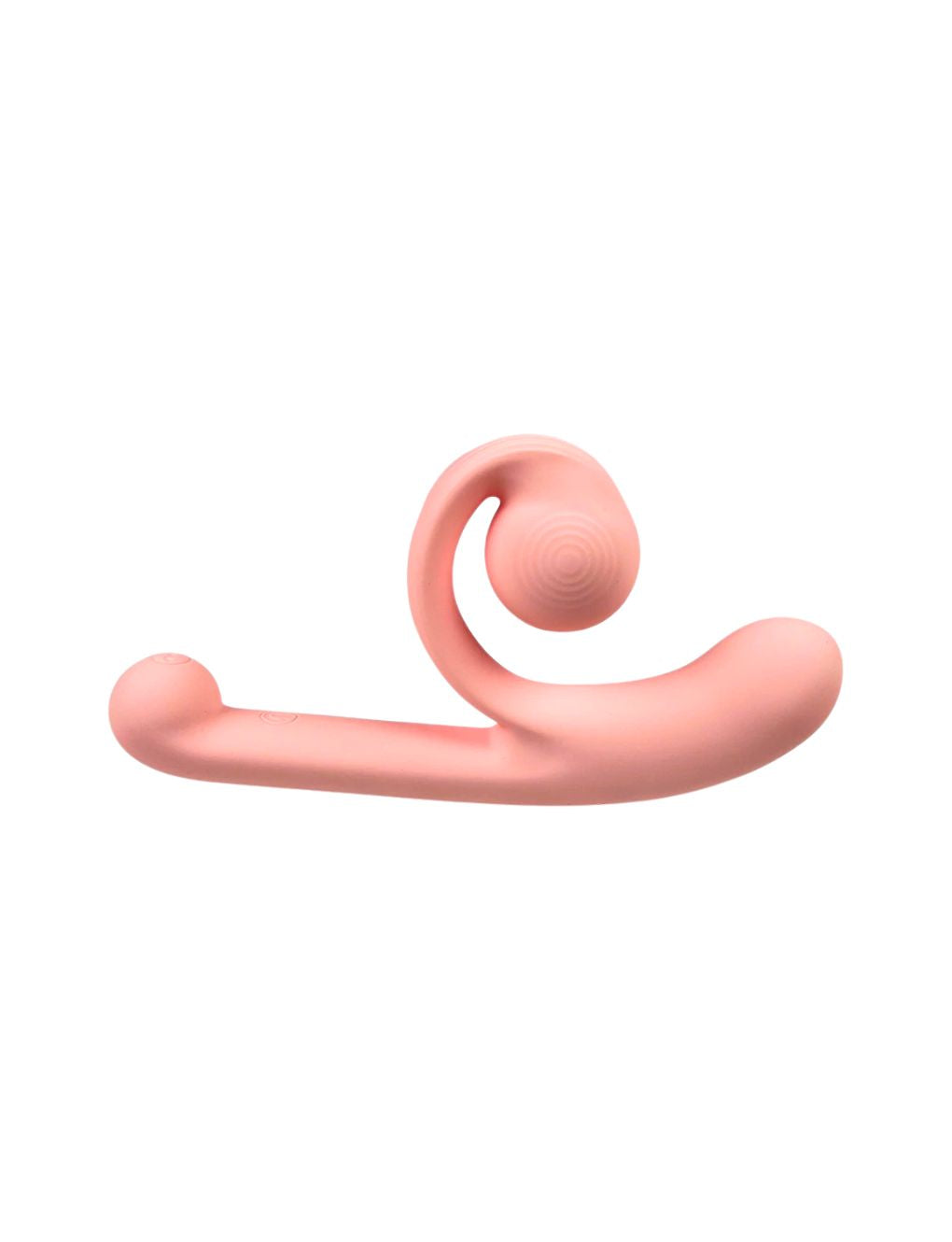 Snail curve G-spot vibrator with flexible clitoral arm
