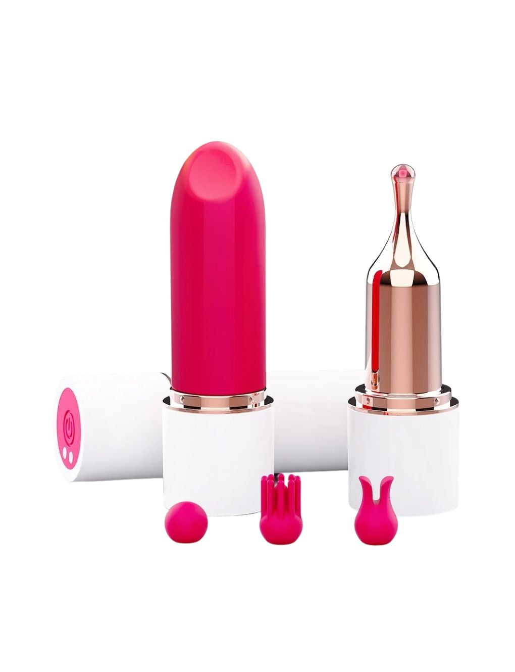 Portable lipstick vibrator for discreet stimulation and travel use.