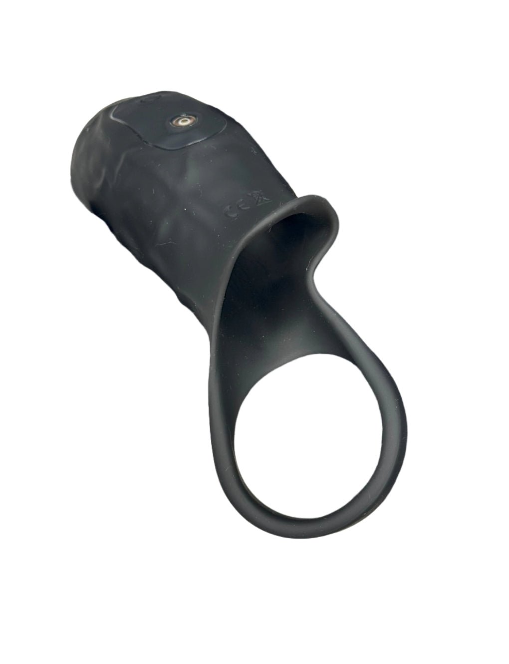 Vertical view of the Vibrating Penis Sleeve & Cock Ring Secret Kiss, showing ergonomic design and smooth silicone texture.